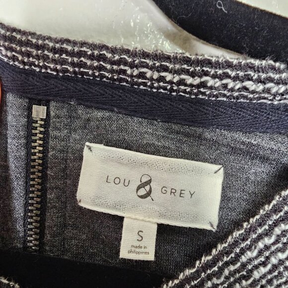 Lou & Grey Size Small Grey Heathered Crew Neck Sweater Zipper Back Pull Over - Picture 4 of 8